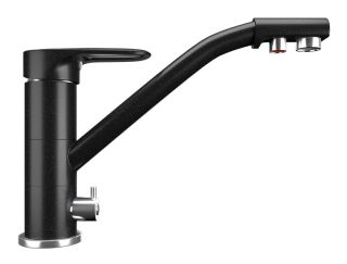 Смеситель для кухни Ulgran Classic U-010-344 с дополнительным краном для питьевой воды ультра-чёрный